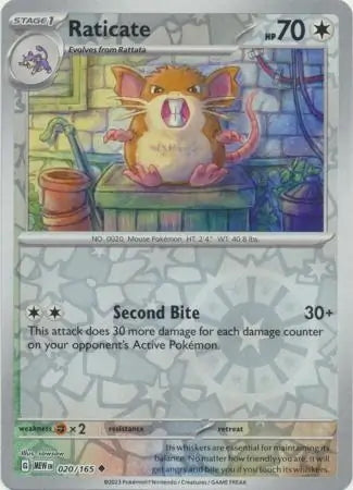 151 Set Raticate #20/165 reverse holo